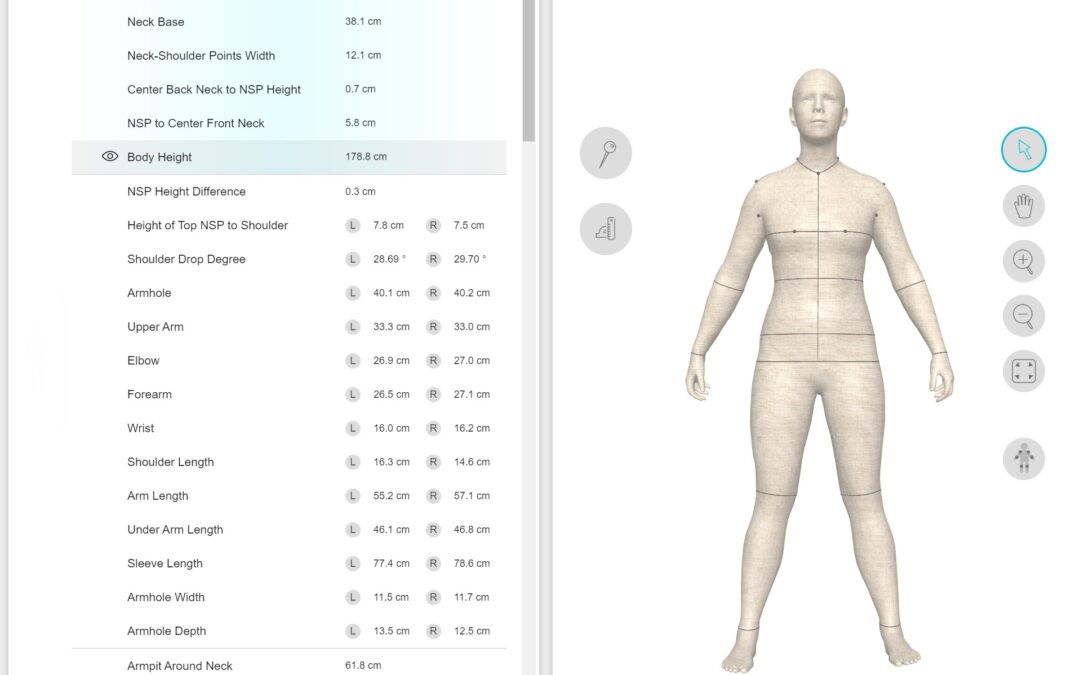 3D Body Scan Image and Measurements
